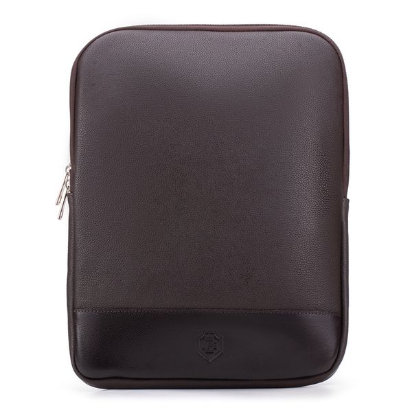 Case Compacta Vertical Com Bolso Para Notebook em Couro Legítimo 
