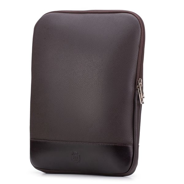 Case Compacta Vertical Com Bolso Para Notebook em Couro Legítimo 