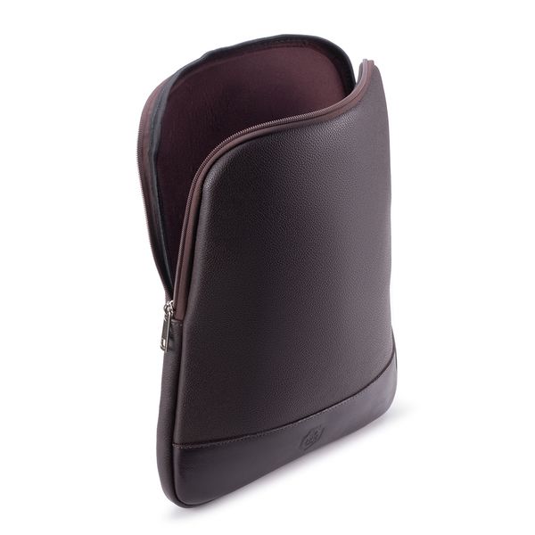 Case Compacta Vertical Com Bolso Para Notebook em Couro Legítimo 