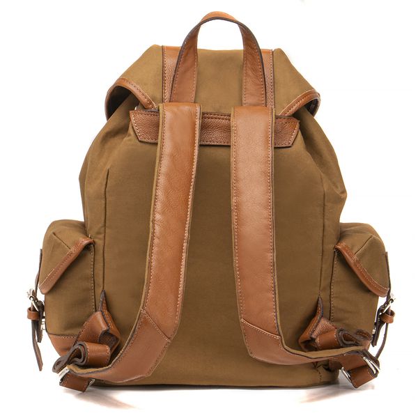 Mochila Masculina em Lona e Couro Legítimo 