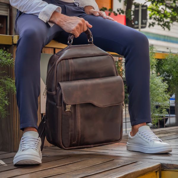 Mochila Executiva Design Em Couro Legítimo Para Notebook 