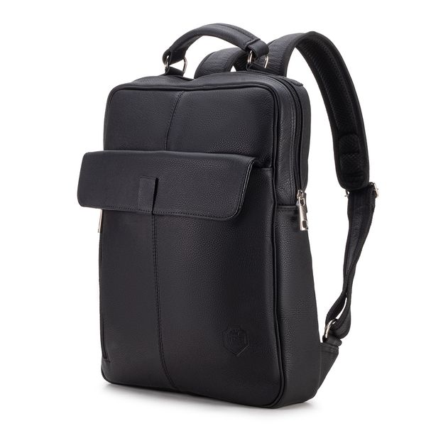 Mochila Compacta em Couro Com Suporte Para Notebook 