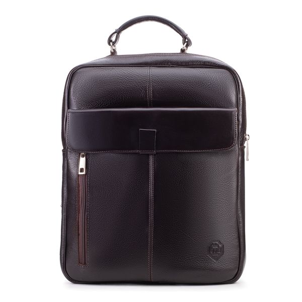 Mochila Compacta em Couro Com Suporte Para Notebook