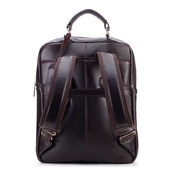Mochila Compacta em Couro Com Suporte Para Notebook