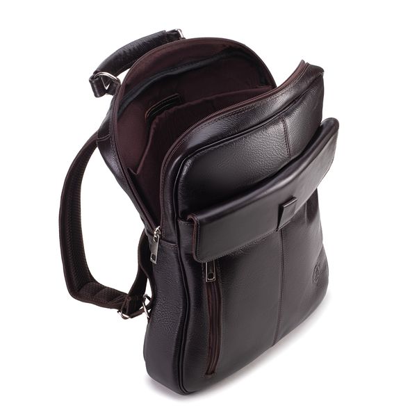 Mochila Compacta em Couro Com Suporte Para Notebook