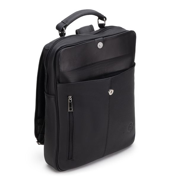 Mochila Compacta em Couro Com Suporte Para Notebook 