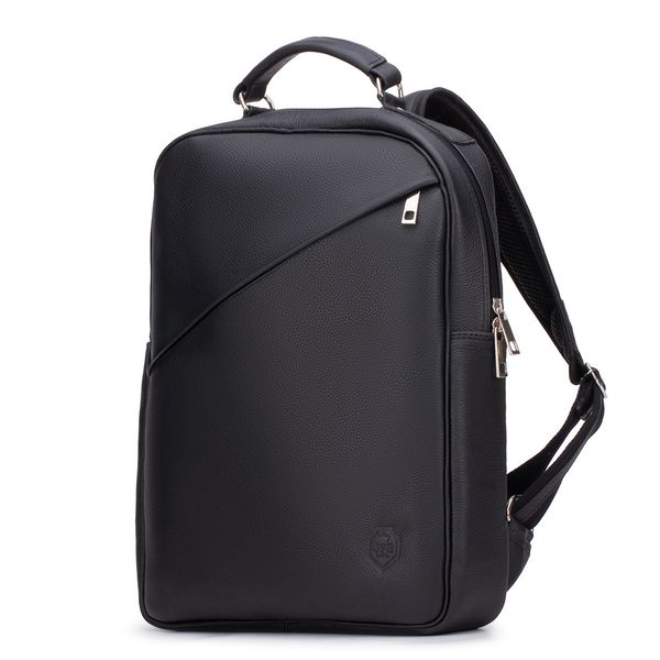 Mochila Compacta em Couro Com Suporte Para Notebook