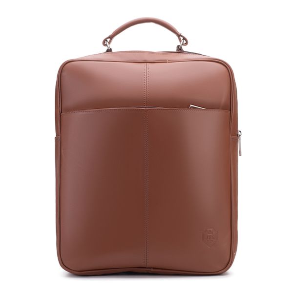Mochila Compacta em Couro Com Suporte Para Notebook