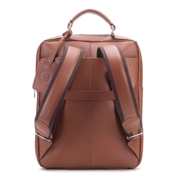 Mochila Compacta em Couro Com Suporte Para Notebook