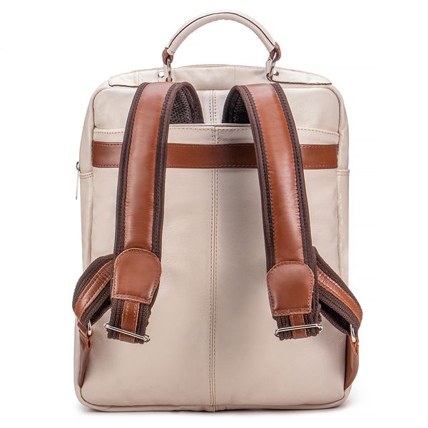 Mochila Compacta em Couro Com Suporte Para Notebook
