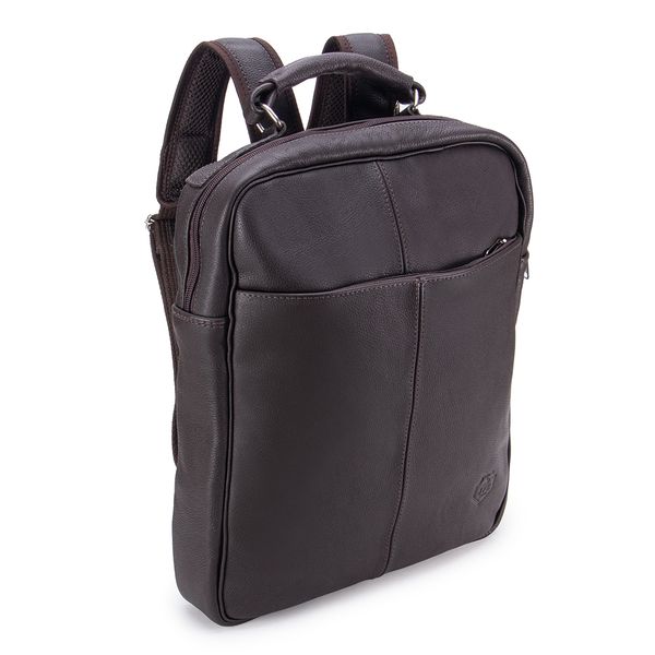 Mochila Compacta em Couro Com Suporte Para Notebook 