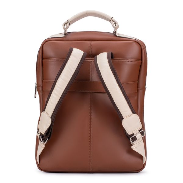 Mochila Compacta em Couro Com Suporte Para Notebook 