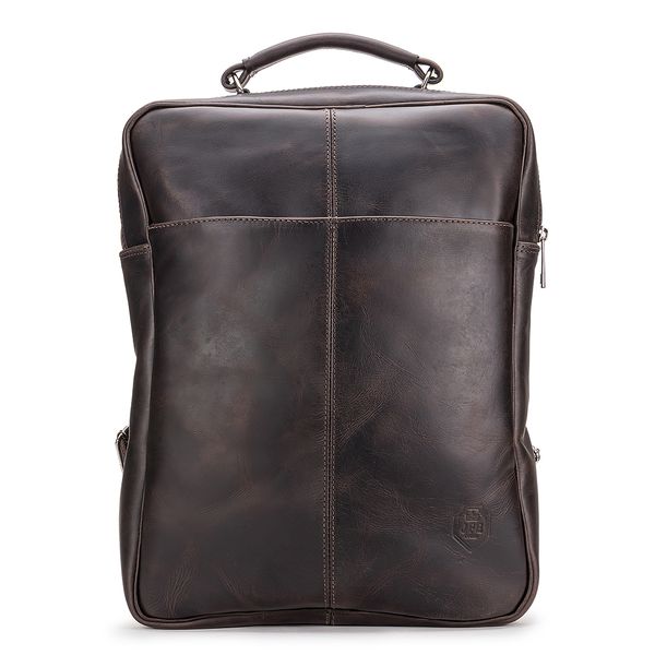 Mochila Compacta em Couro Com Suporte Para Notebook 