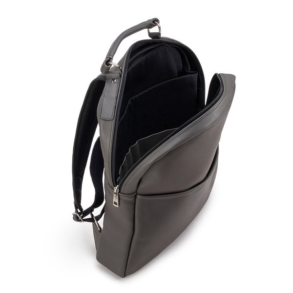 Mochila Compacta em Couro Com Suporte Para Notebook 