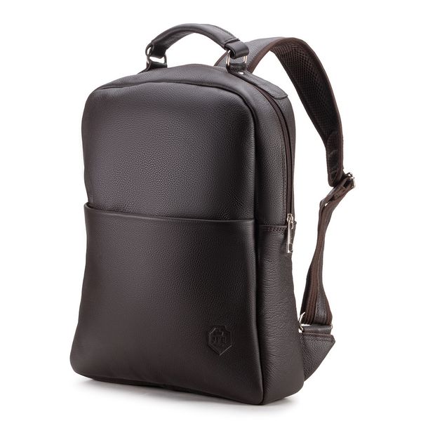 Mochila Compacta em Couro Com Suporte Para Notebook 