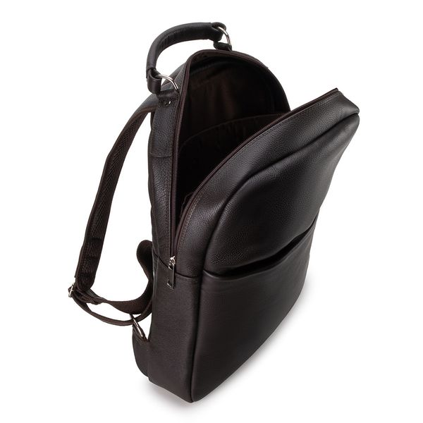 Mochila Compacta em Couro Com Suporte Para Notebook 