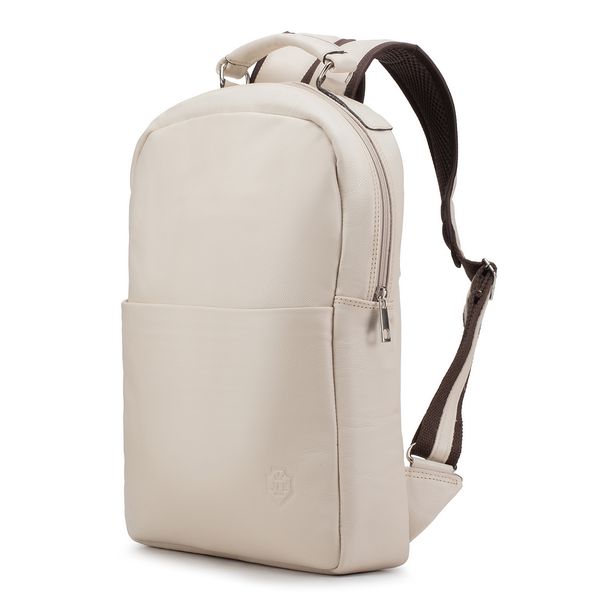 Mochila Compacta em Couro Com Suporte Para Notebook 