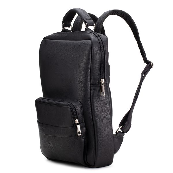 Mochila Compacta em Couro Com Suporte Para Notebook 