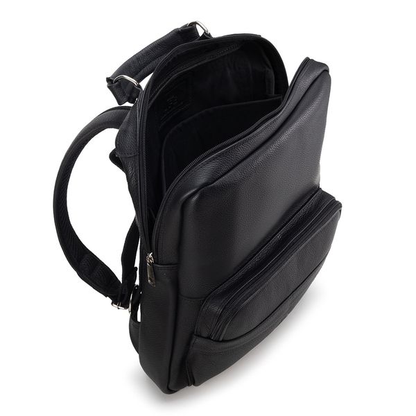 Mochila Compacta em Couro Com Suporte Para Notebook 