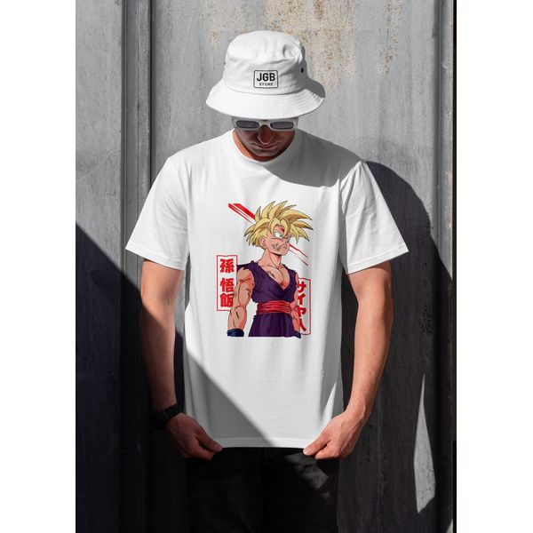 Camiseta Feminina Son Gohan Dragon Ball Z Branca – Estampa DBZ Premium