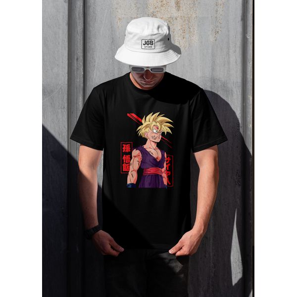 Camiseta Feminina Son Gohan Dragon Ball Z Preta – Estampa Premium DBZ
