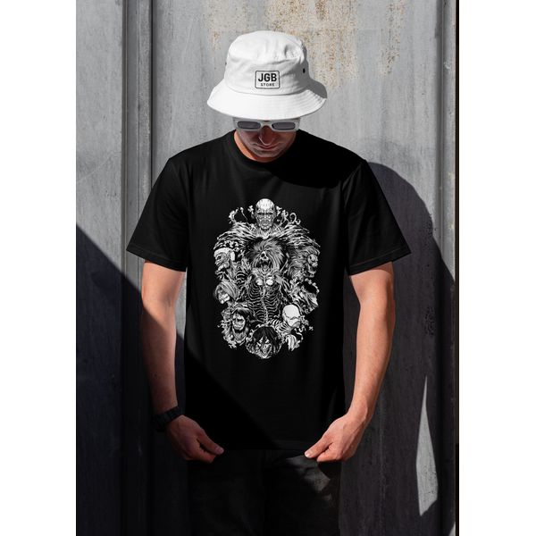 Camiseta Feminina Titãs Primordiais Attack on Titan Preta – Shingeki no Kyojin Premium