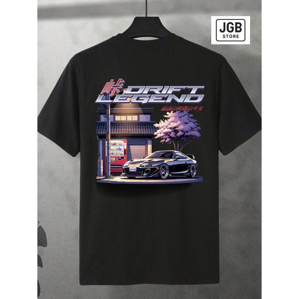 Camiseta Masculina Drift Legends Preta – Estampa JDM Automotive Streetwear