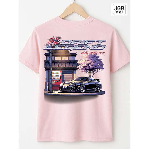 Camiseta Masculina Drift Legends Rosa Bebê – Estampa JDM Automotive Premium