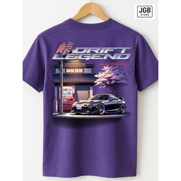 Camiseta Masculina Drift Legends Roxa – Estampa JDM Automotive Streetwear