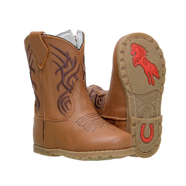 Bota Texana Baby Couro Legítimo Castor Café 