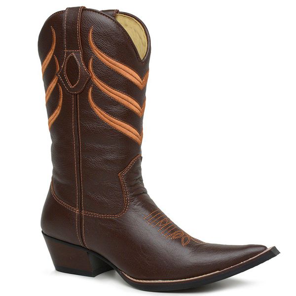 Bota Texana Bico Fino Country Masculina Couro Floater Café