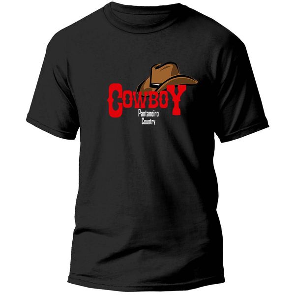 Camiseta Country Cowboy Pantaneiro Preta 100% Algodão
