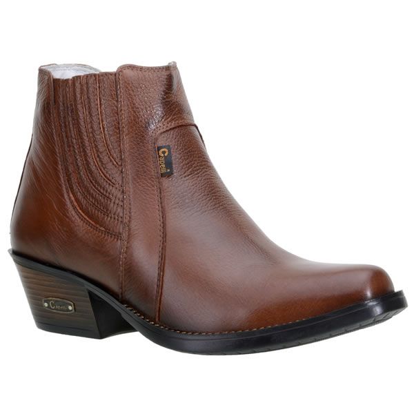 Botina Country Masculina Bico Afinado Couro Floater Pinhão