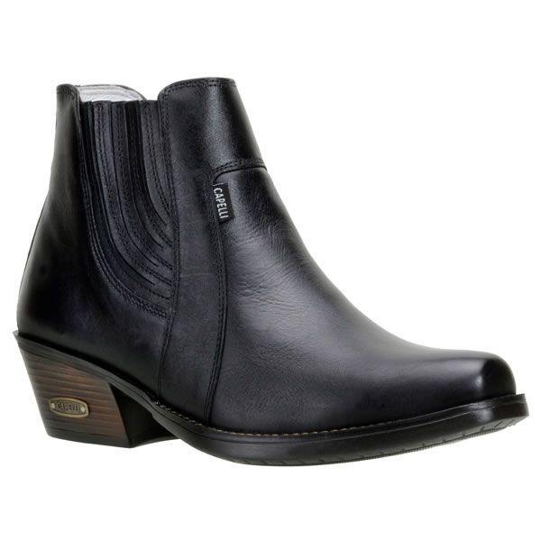 Botina Country Masculina Bico Afinado Couro Látego Preto