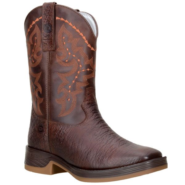 Bota Texana Masculina Bico Quadrado Couro Bovino Legítimo Mamute Café e Fóssil Café
