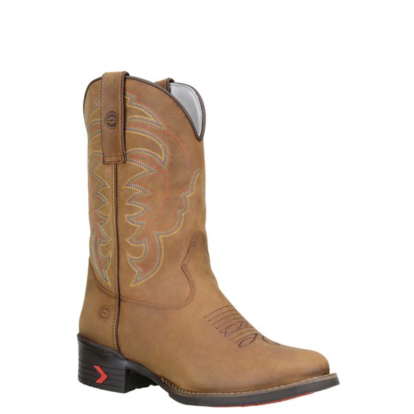 Bota Texana Masculina Couro Crazy Horse Castor Bico Redondo