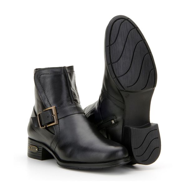 Bota Country Cano Curto Feminina Couro Legítimo Látego Preto