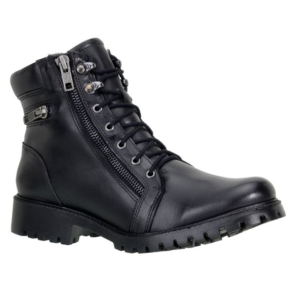 Coturno Feminino Cano Curto Couro Legítimo Látego Preto