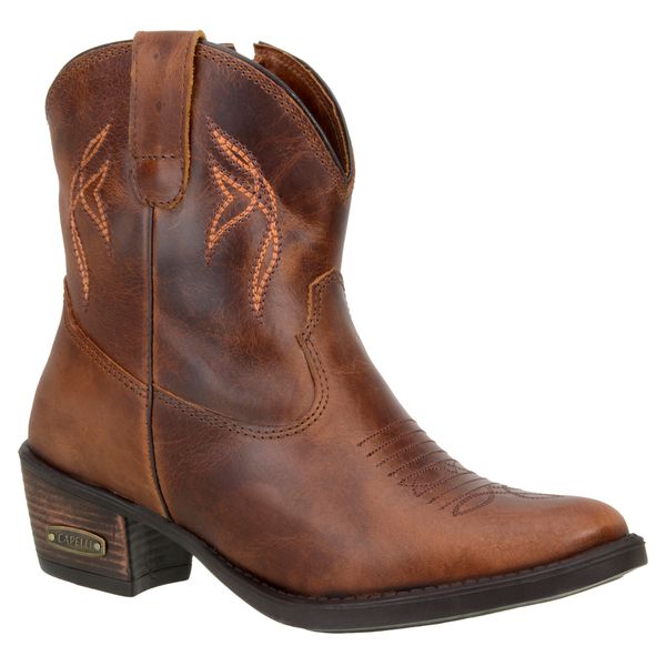 Bota Cano Curto Feminina Country Couro Legítimo Fóssil Castor