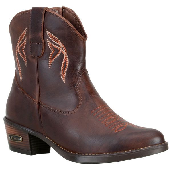 Bota Cano Curto Feminina Country Couro Legítimo Fóssil Café
