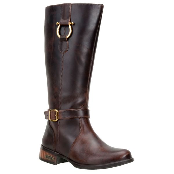 Bota Feminina Montaria De Cano Longo Couro Fóssil Café