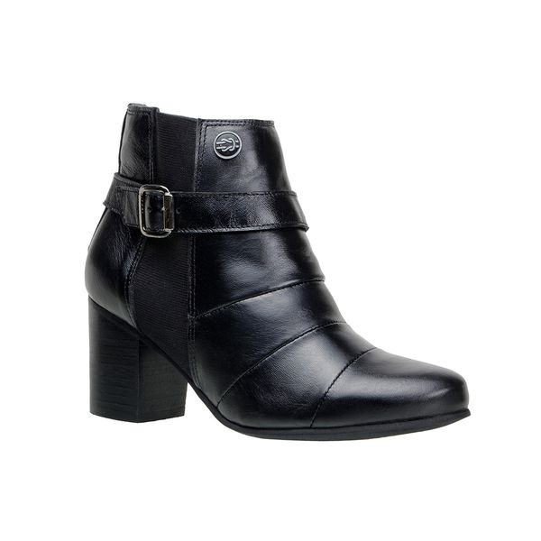 Bota Country Feminina Cano Curto Salto Alto Couro Legítimo Látego Preto