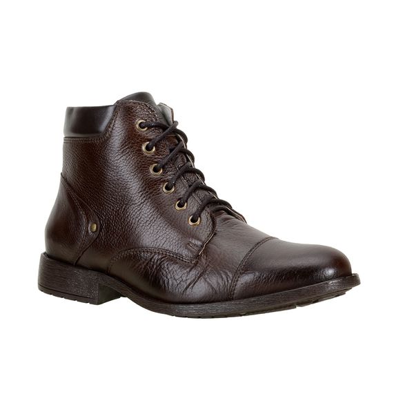 Coturno Masculino Couro Legítimo Floater Café Alto Conforto