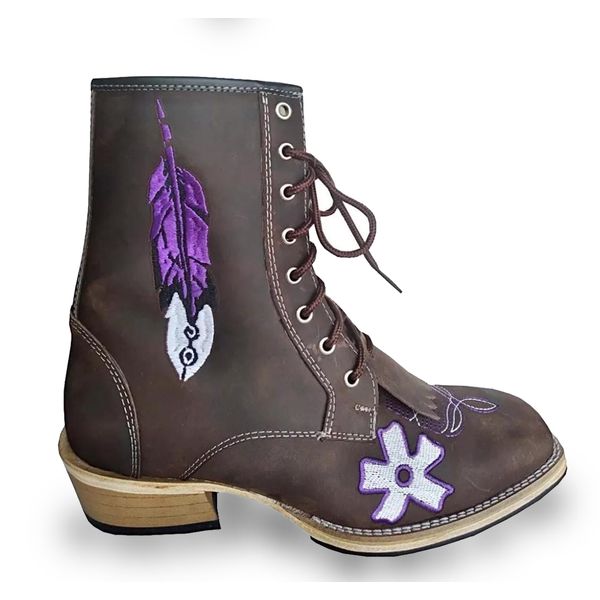 Bota Coturno Carrapeta Unissex Bico Quadrado Couro Legítimo Crazy Horse Café