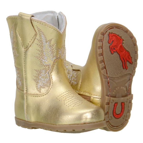 Bota Texana Baby Couro Legítimo Dourada