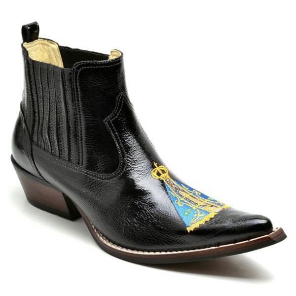 Bota Country Masculina Cano Curto Couro Floater Preto JM Country