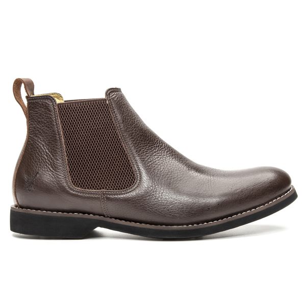 Botina Chelsea Floater Masculina Couro Solado Borracha Gel - Café