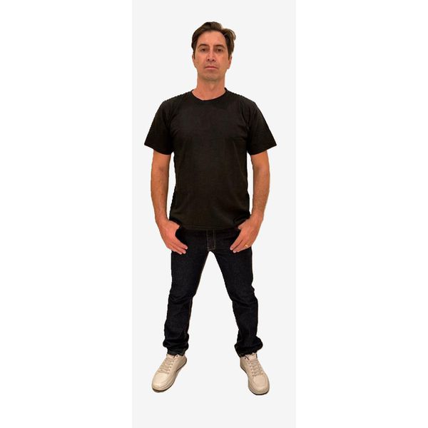 Camiseta Masculina Básica Preta Algodão 30.1