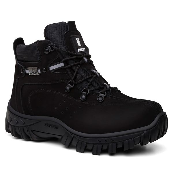 Bota Masculina JohnCat 2113 Couro Legítimo – Blaqueada, Solado de Borracha e Palmilha em Gel