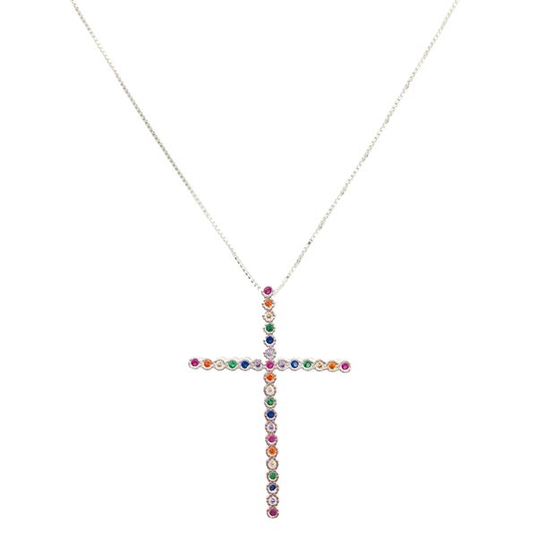Gargantilha Crucifixo Pontos de Luz Prata 925